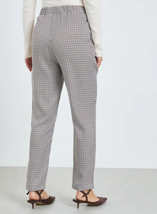 Take Two  Checkered Tapered Trousers for Women | Best Price UAE